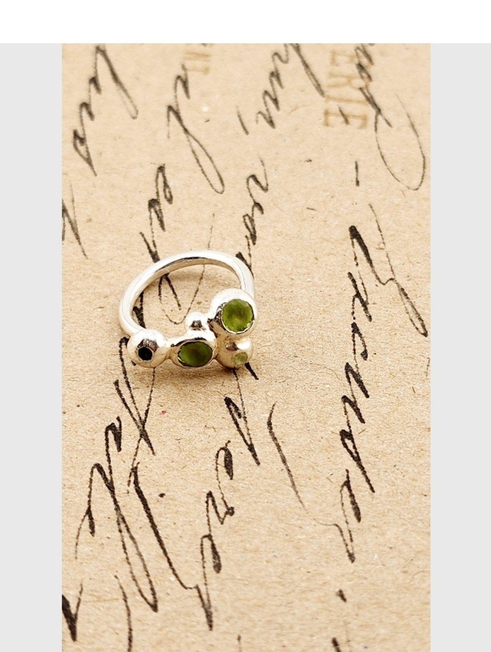 PERIDOT CRYSTAL RING handmade in Sterling Silver metal size 5